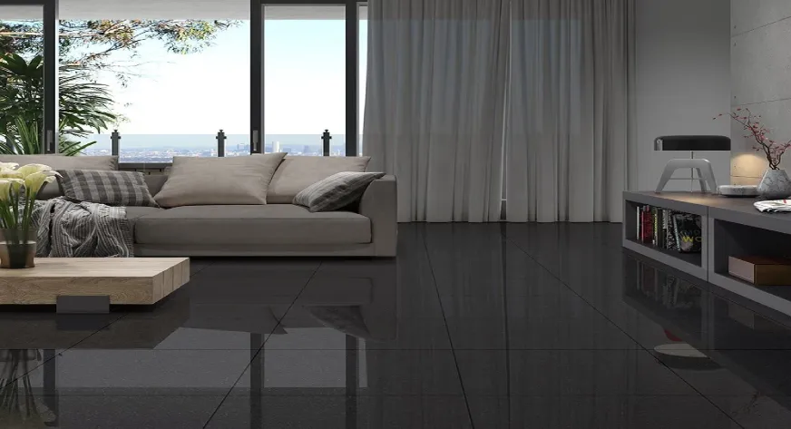 black granite flooring