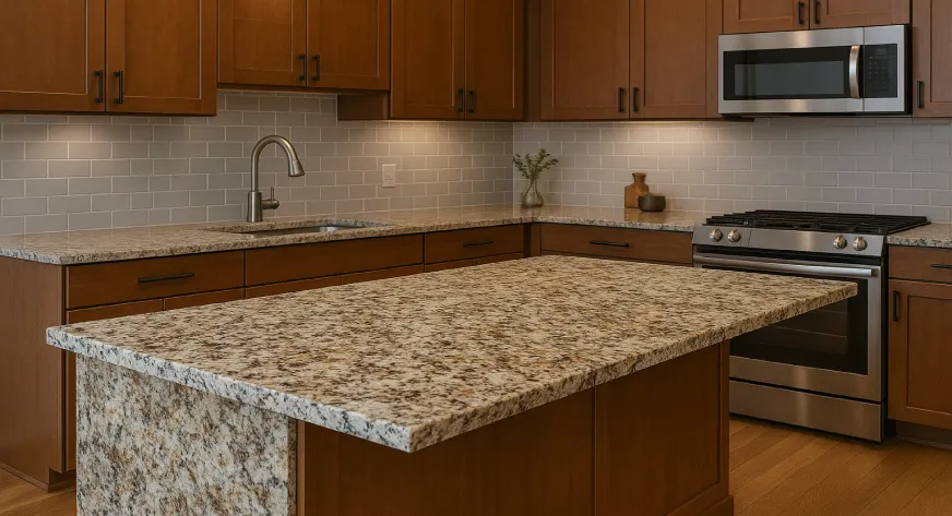 consider your cabinets, flooring and backsplash ( best granite countertops colors