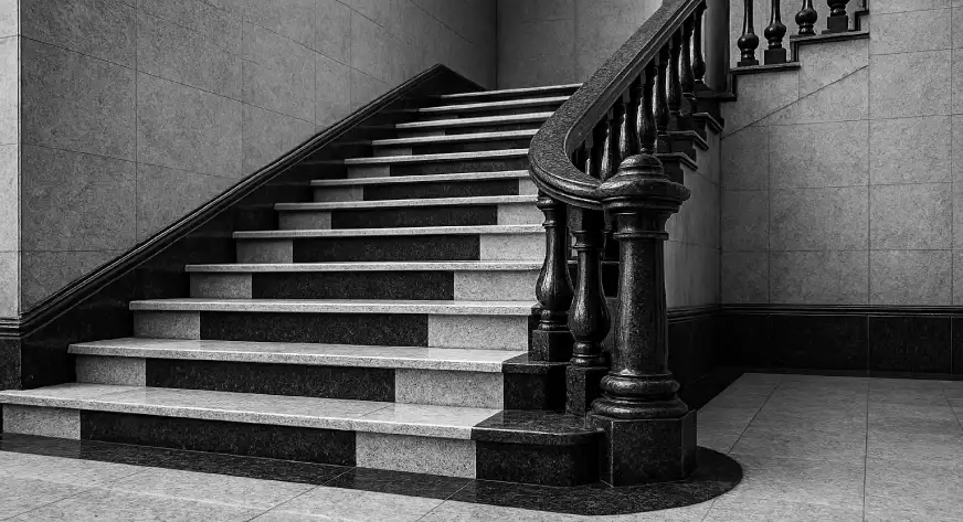 Black and White Granite Staircase Designs